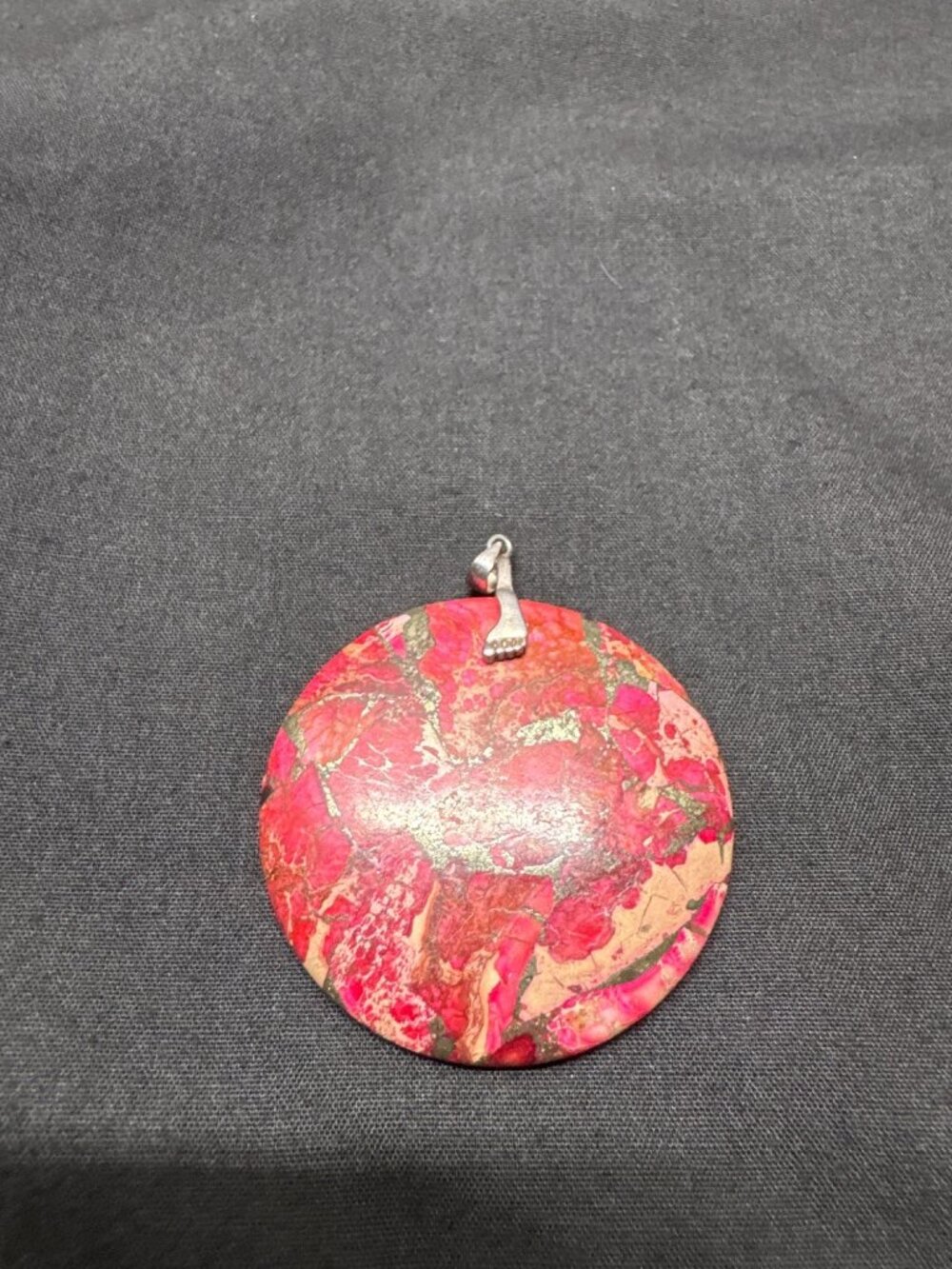Brecciated Jasper Pendant With Sterling Silver Bail - 2.5" Red & Earth Tones Hea